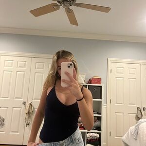 Garage Dark Blue V-Neck Bodysuit